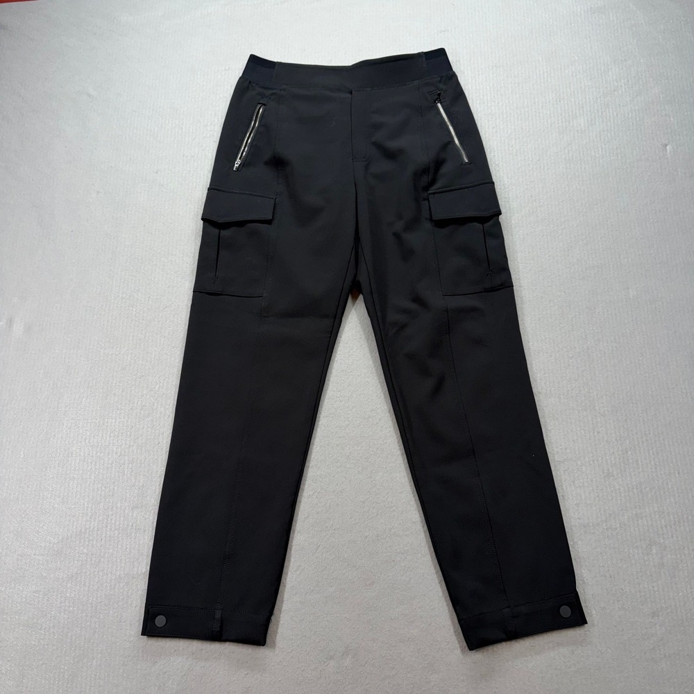 Athleta Headliner Cargo Pants Womens 6 Black High Rise Straight Leg 467187-00